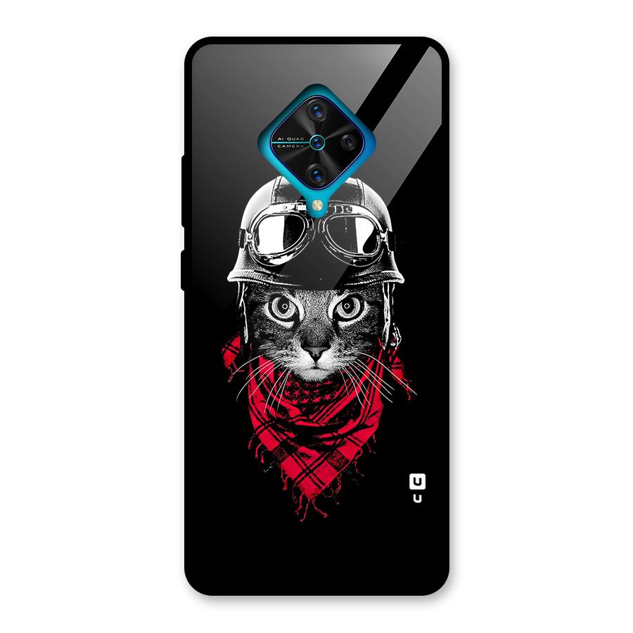 Cool Biker Cat Glass Back Case for Vivo S1 Pro