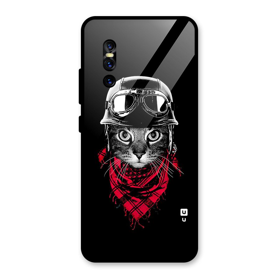 Cool Biker Cat Glass Back Case for Vivo V15 Pro