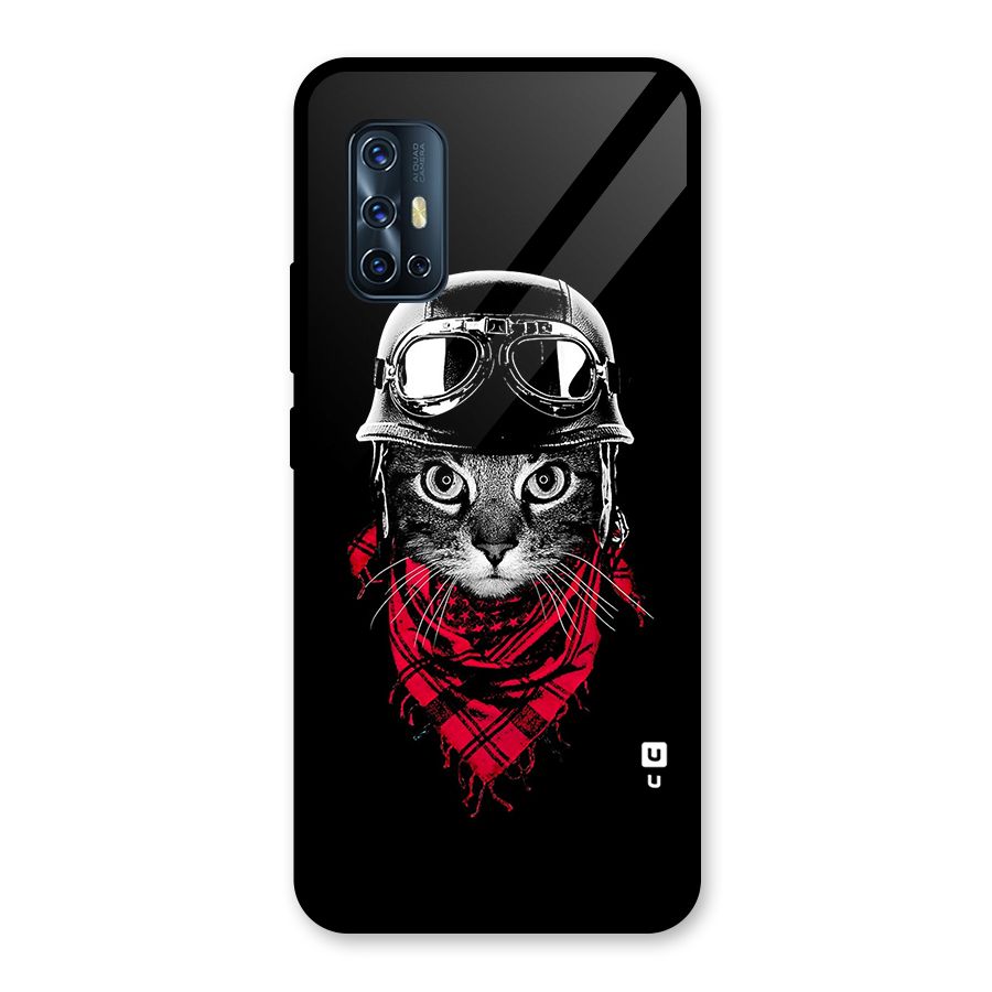 Cool Biker Cat Glass Back Case for Vivo V17