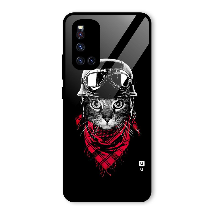 Cool Biker Cat Glass Back Case for Vivo V19
