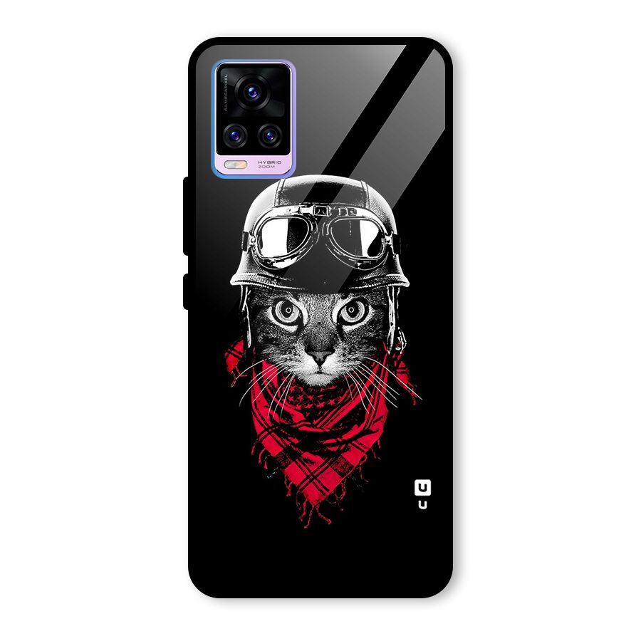 Cool Biker Cat Glass Back Case for Vivo V20 Pro