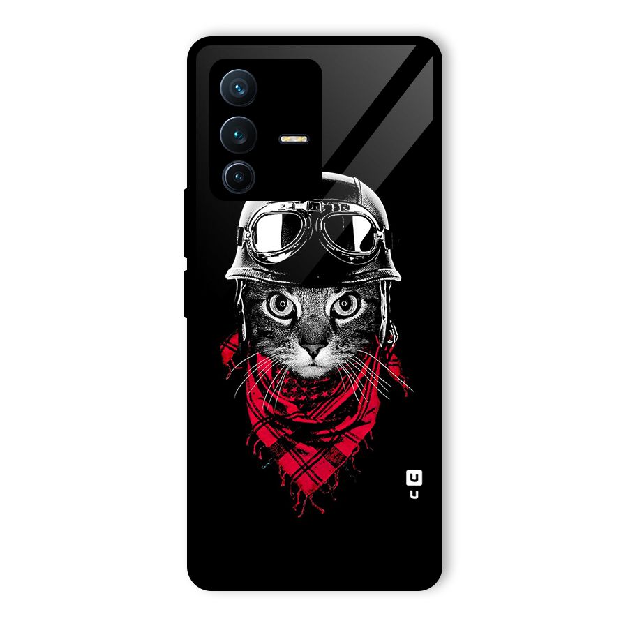 Cool Biker Cat Glass Back Case for Vivo V23 Pro