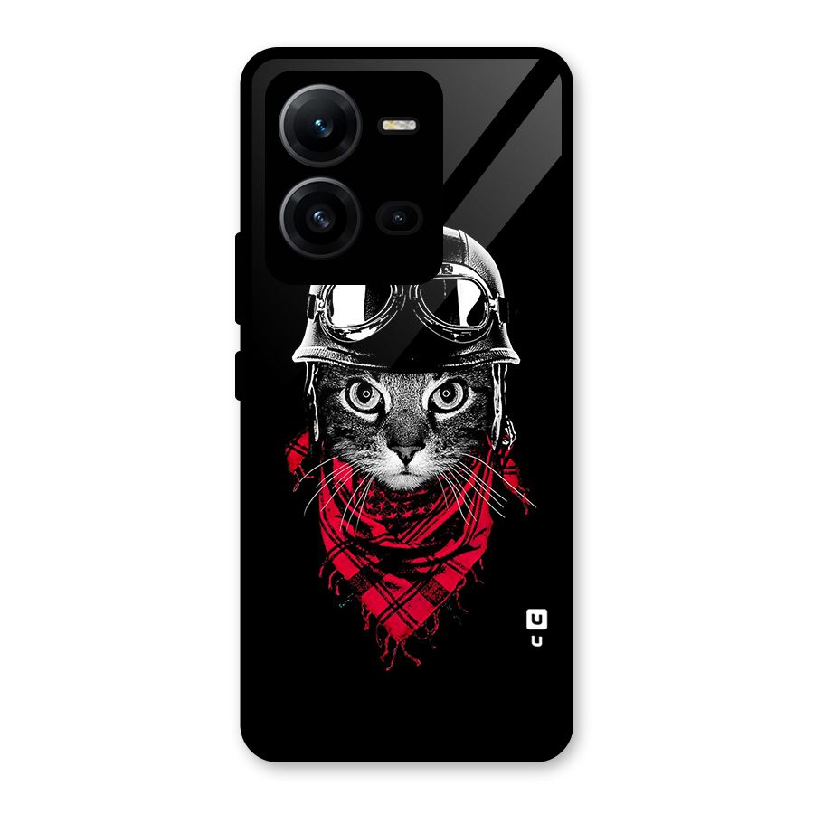 Cool Biker Cat Glass Back Case for Vivo V25