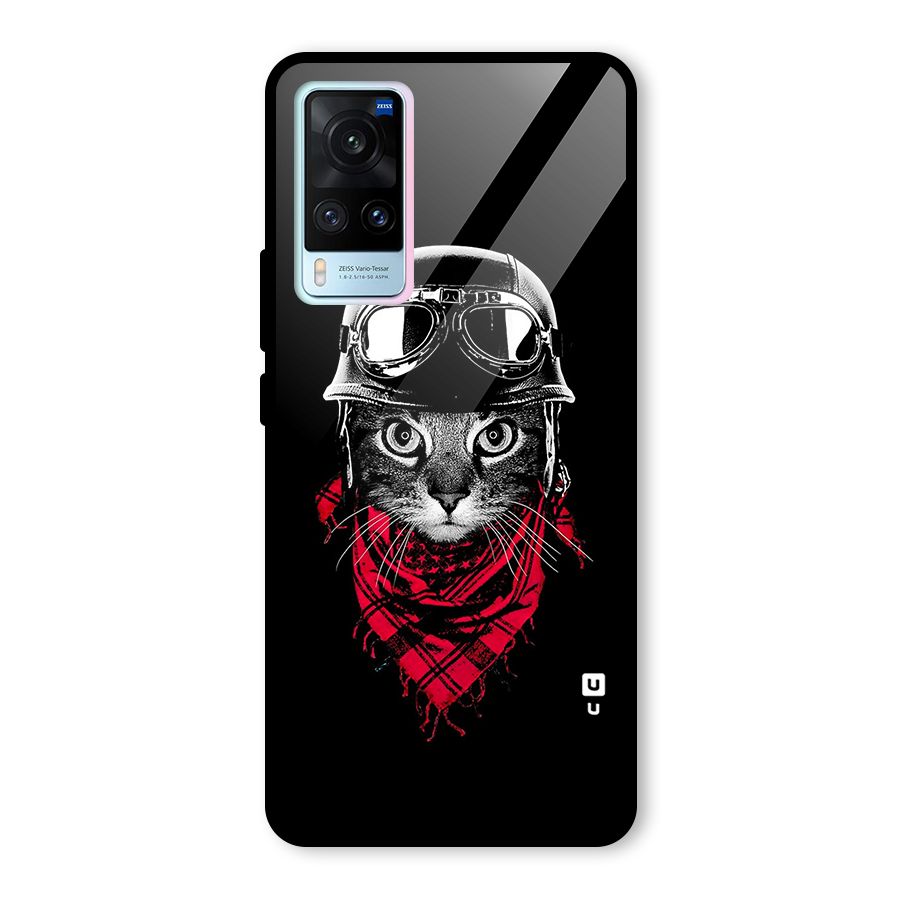 Cool Biker Cat Glass Back Case for Vivo X60