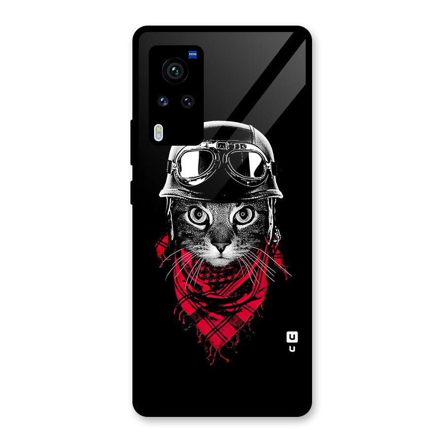 Cool Biker Cat Glass Back Case for Vivo X60 Pro