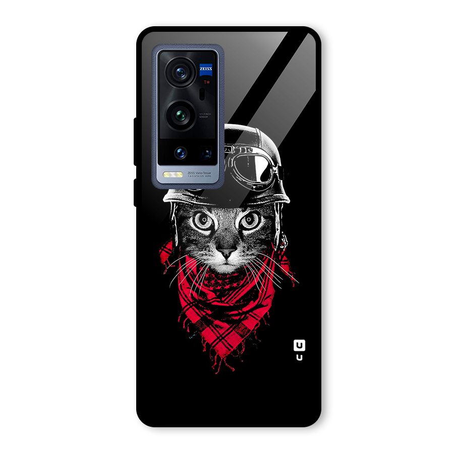 Cool Biker Cat Glass Back Case for Vivo X60 Pro Plus