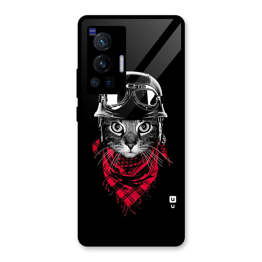 Cool Biker Cat Glass Back Case for Vivo X70 Pro