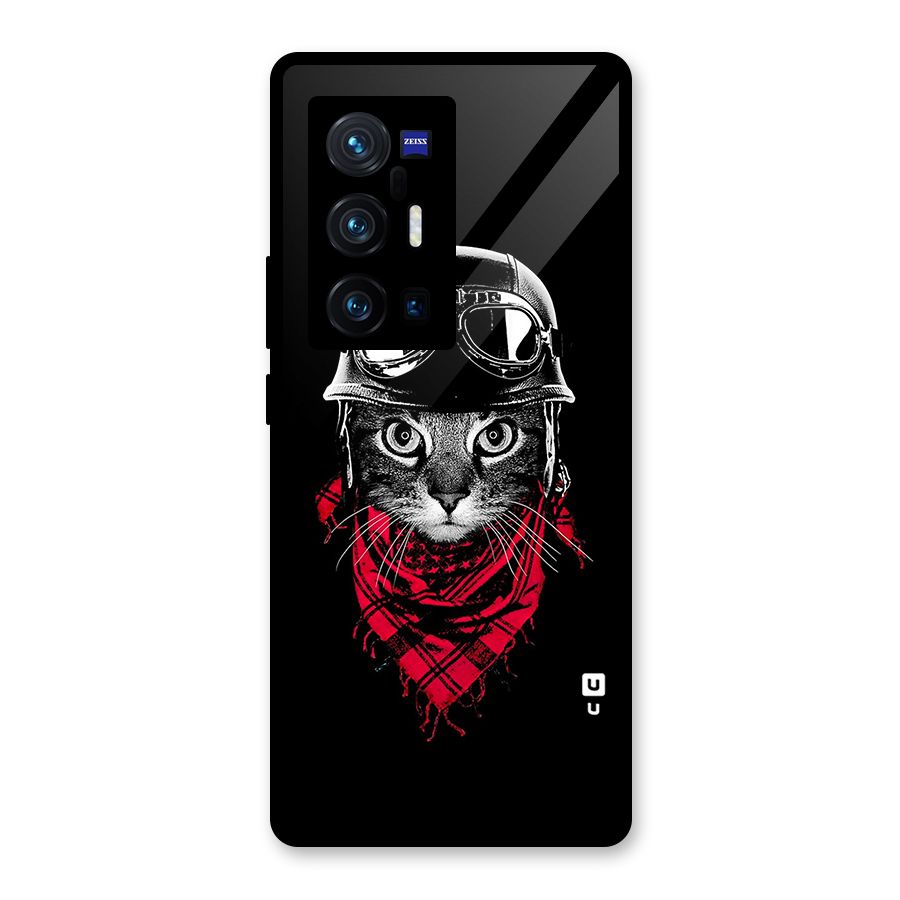 Cool Biker Cat Glass Back Case for Vivo X70 Pro Plus