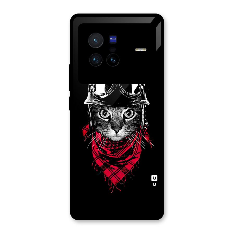 Cool Biker Cat Glass Back Case for Vivo X80