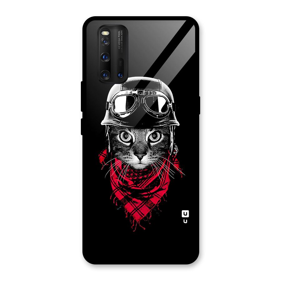 Cool Biker Cat Glass Back Case for Vivo iQOO 3