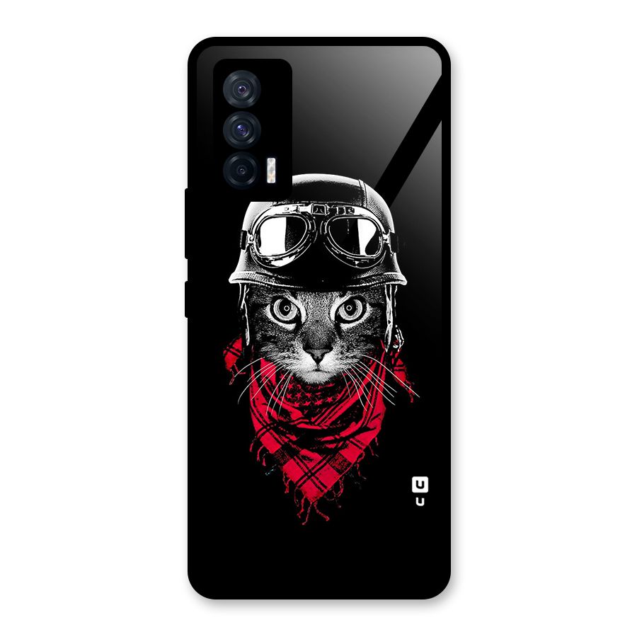 Cool Biker Cat Glass Back Case for Vivo iQOO 7 5G