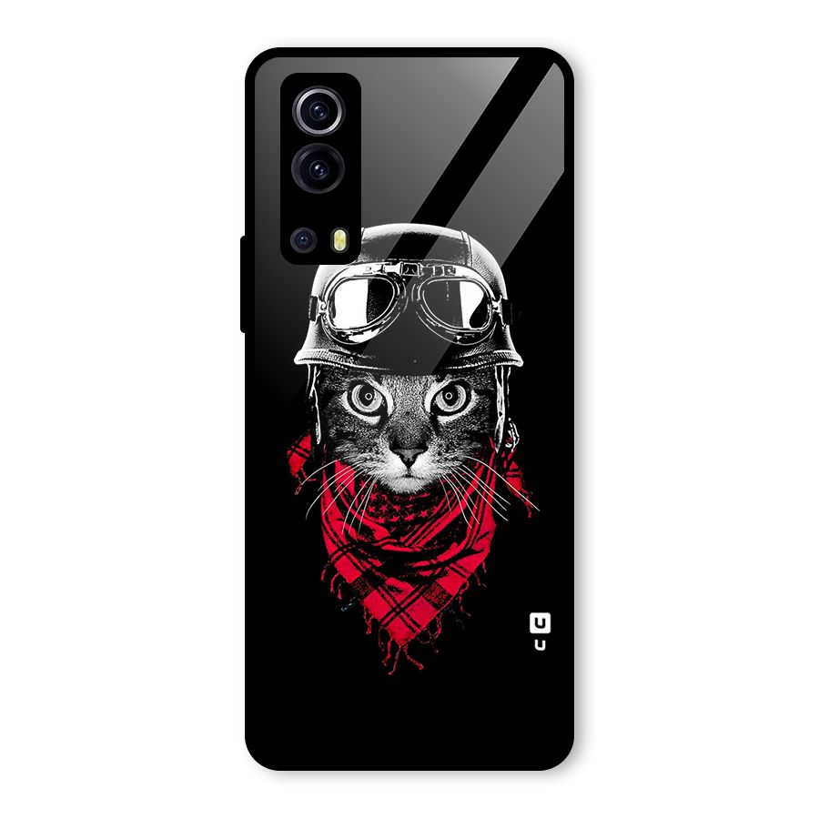 Cool Biker Cat Glass Back Case for Vivo iQOO Z3