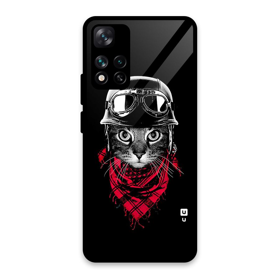 Cool Biker Cat Glass Back Case for Xiaomi 11i HyperCharge 5G