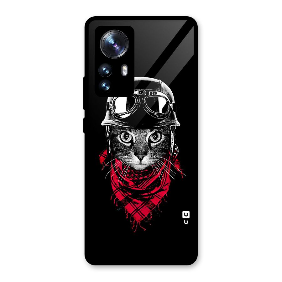 Cool Biker Cat Glass Back Case for Xiaomi 12 Pro