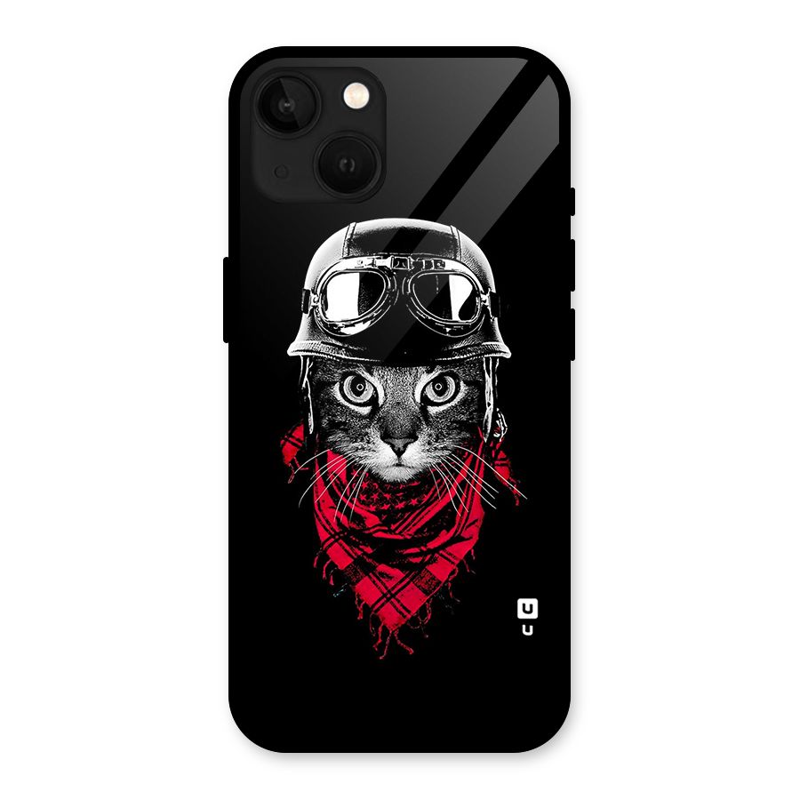 Cool Biker Cat Glass Back Case for iPhone 13