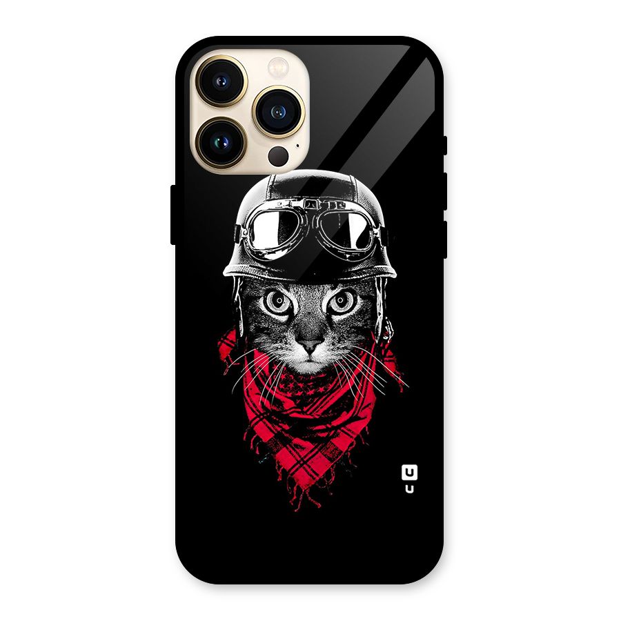 Cool Biker Cat Glass Back Case for iPhone 13 Pro Max