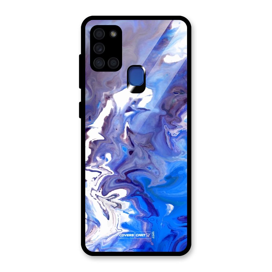 Cool Blue Marble Texture Glass Back Case for Galaxy A21s