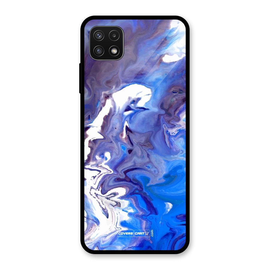 Cool Blue Marble Texture Glass Back Case for Galaxy A22 5G