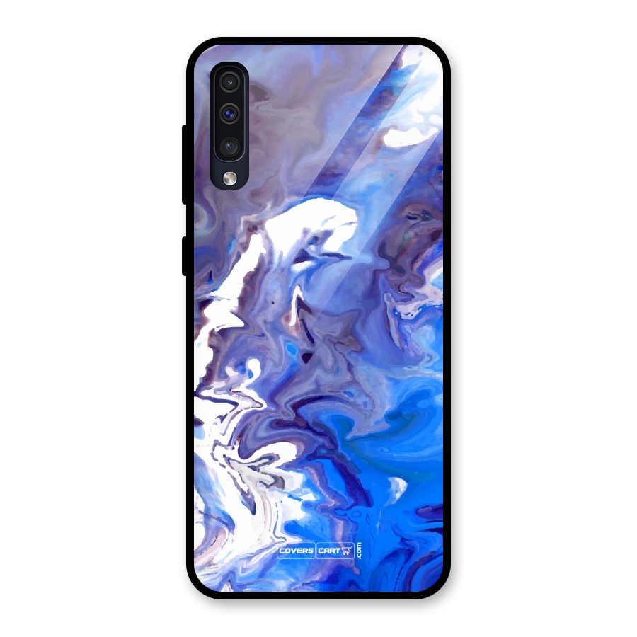 Cool Blue Marble Texture Glass Back Case for Galaxy A50s