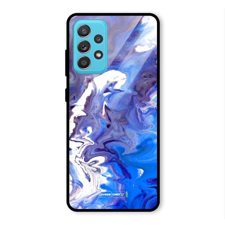 Cool Blue Marble Texture Glass Back Case for Galaxy A52s 5G