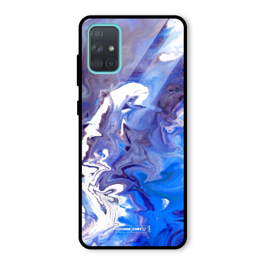 Cool Blue Marble Texture Glass Back Case for Galaxy A71