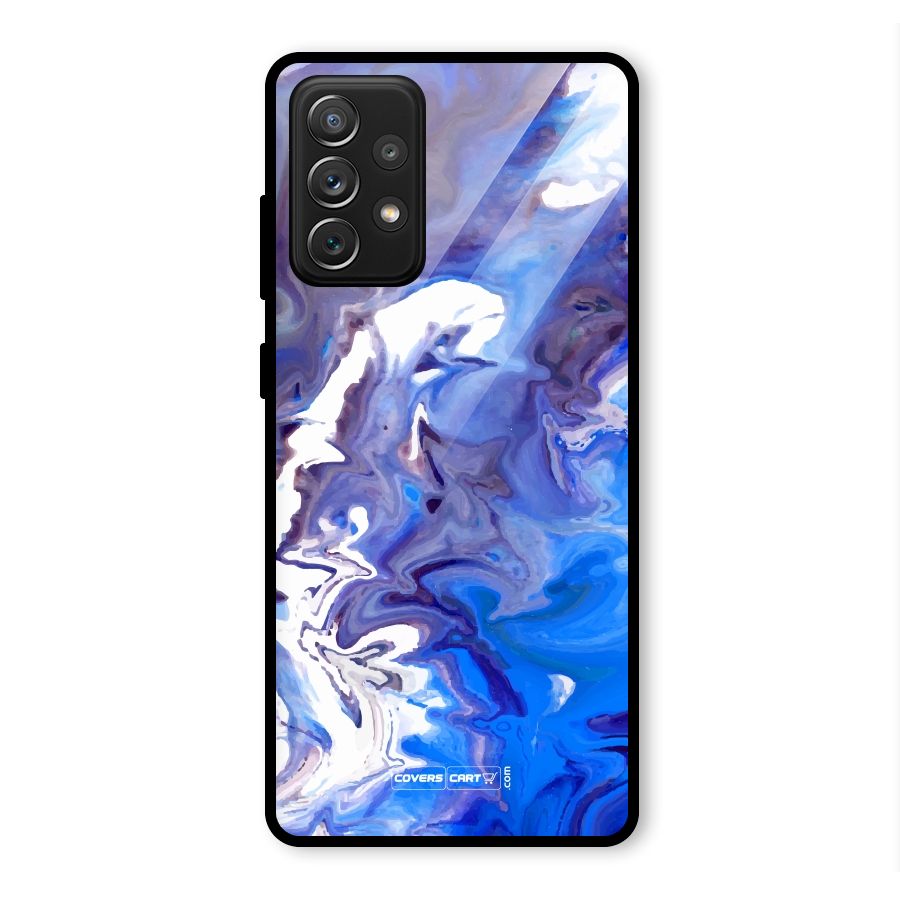 Cool Blue Marble Texture Glass Back Case for Galaxy A72