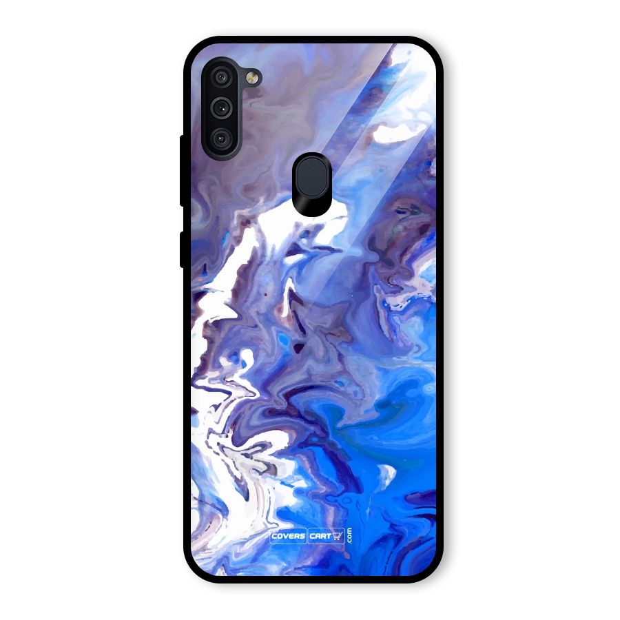 Cool Blue Marble Texture Glass Back Case for Galaxy M11