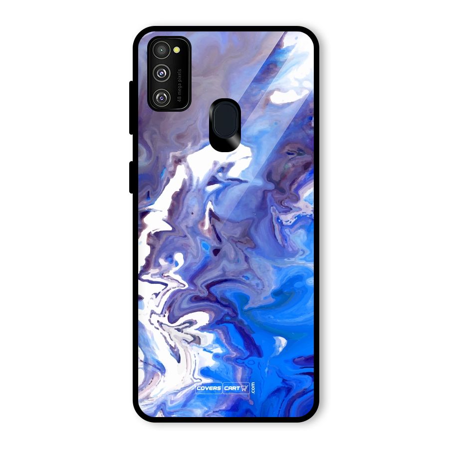 Cool Blue Marble Texture Glass Back Case for Galaxy M21