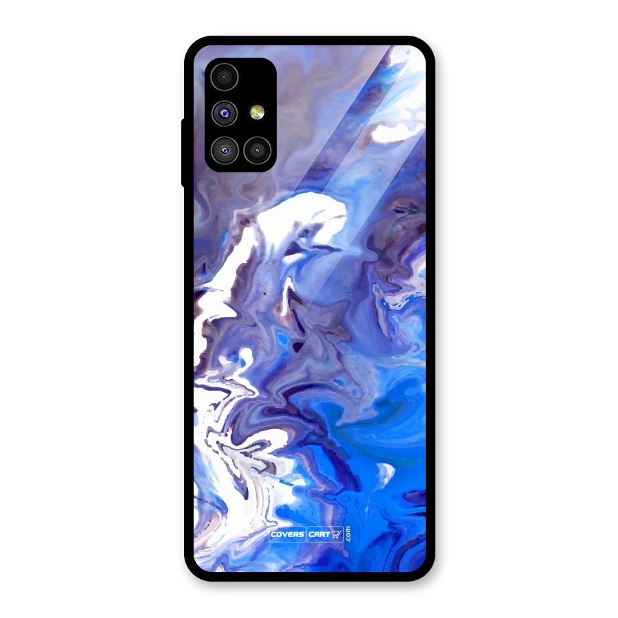 Cool Blue Marble Texture Glass Back Case for Galaxy M51
