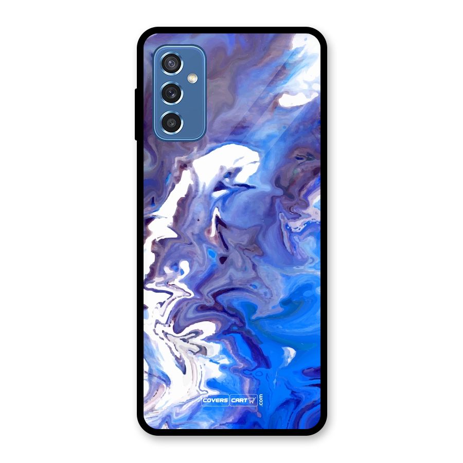 Cool Blue Marble Texture Glass Back Case for Galaxy M52 5G