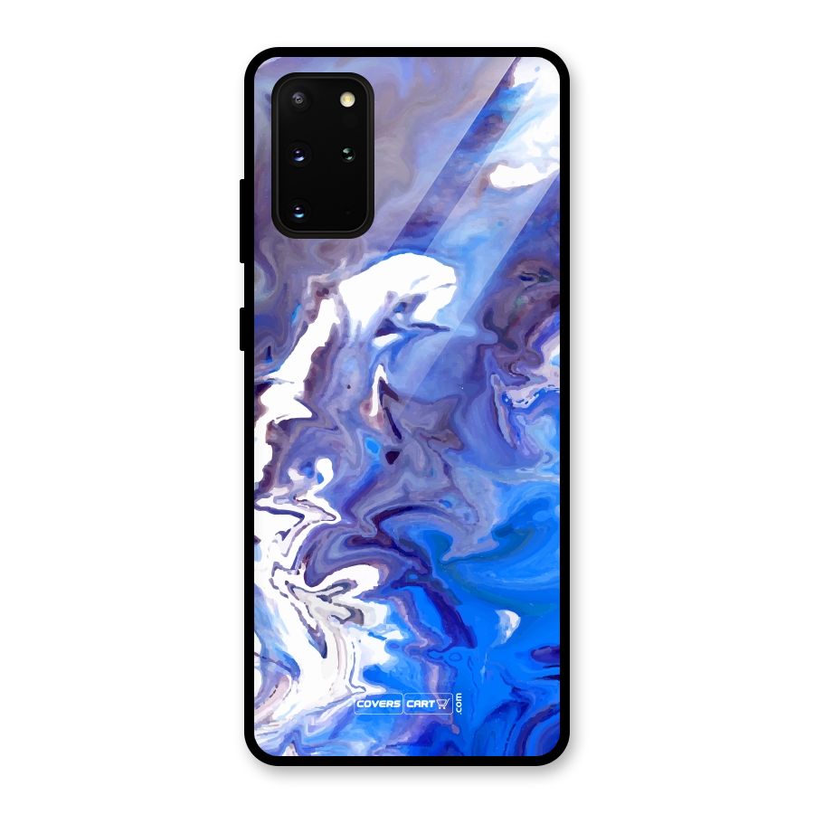 Cool Blue Marble Texture Glass Back Case for Galaxy S20 Plus