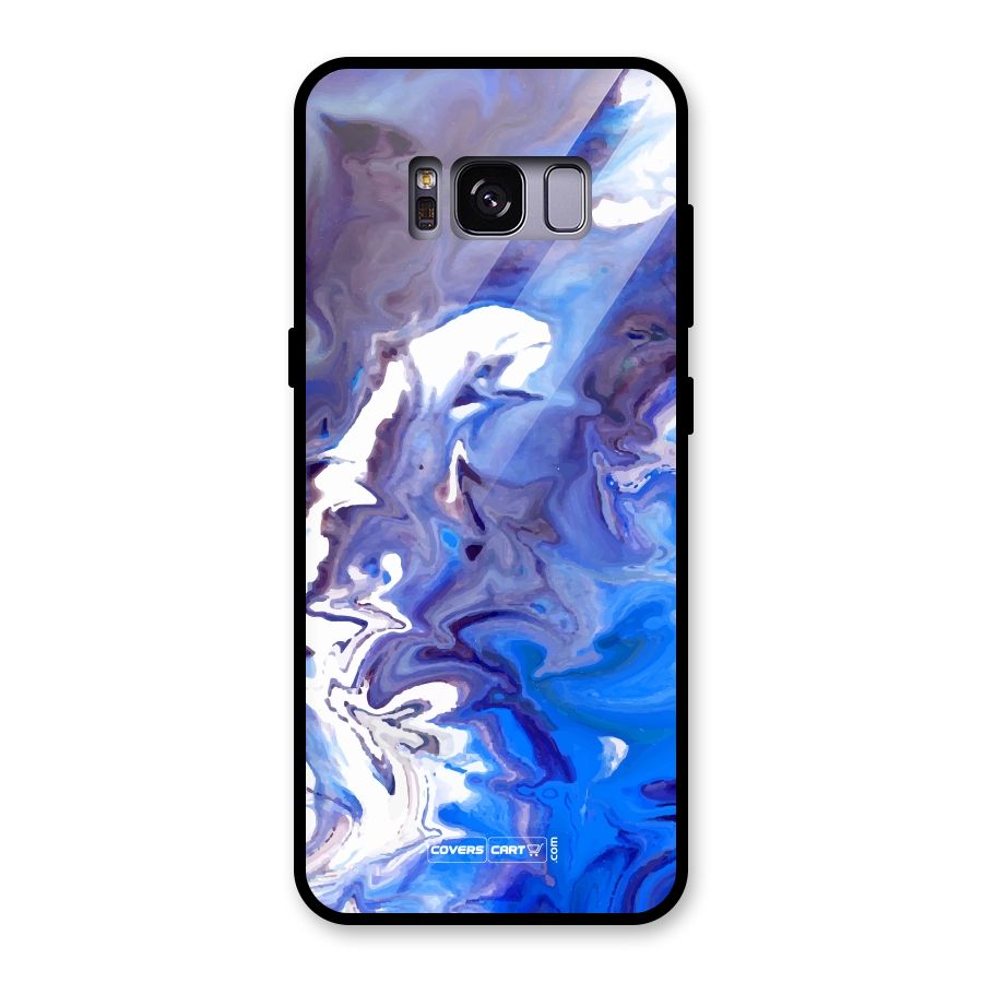 Cool Blue Marble Texture Glass Back Case for Galaxy S8
