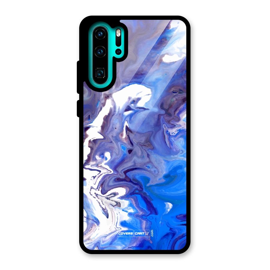 Cool Blue Marble Texture Glass Back Case for Huawei P30 Pro