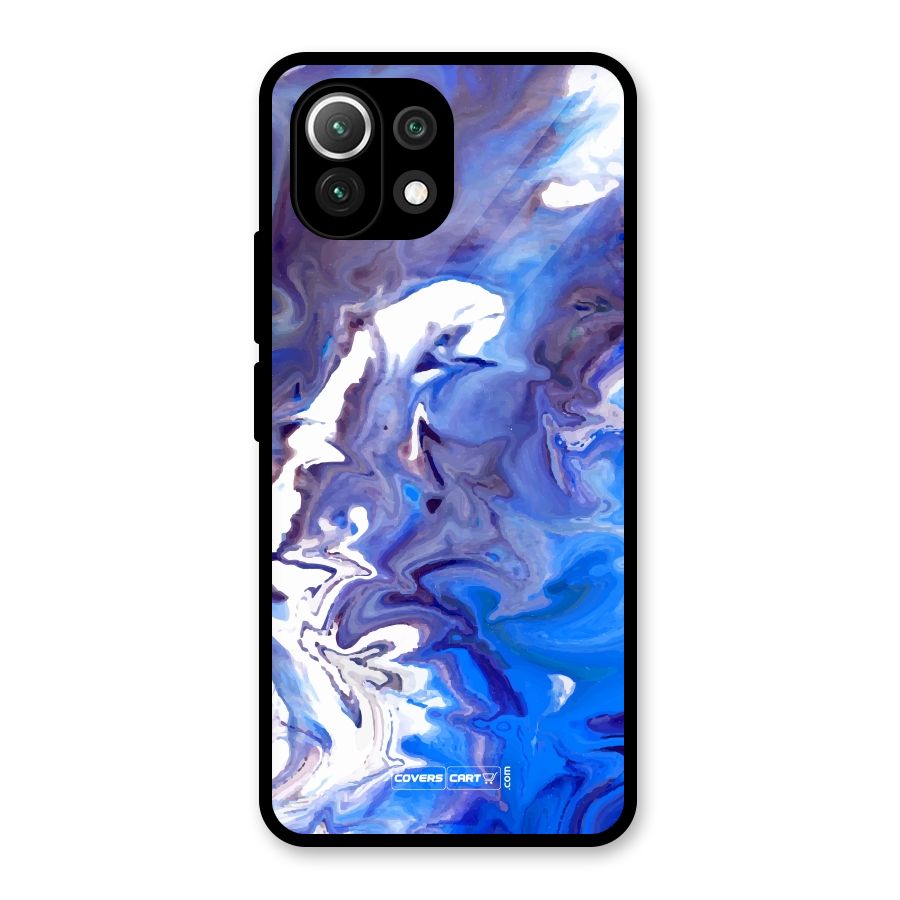 Cool Blue Marble Texture Glass Back Case for Mi 11 Lite