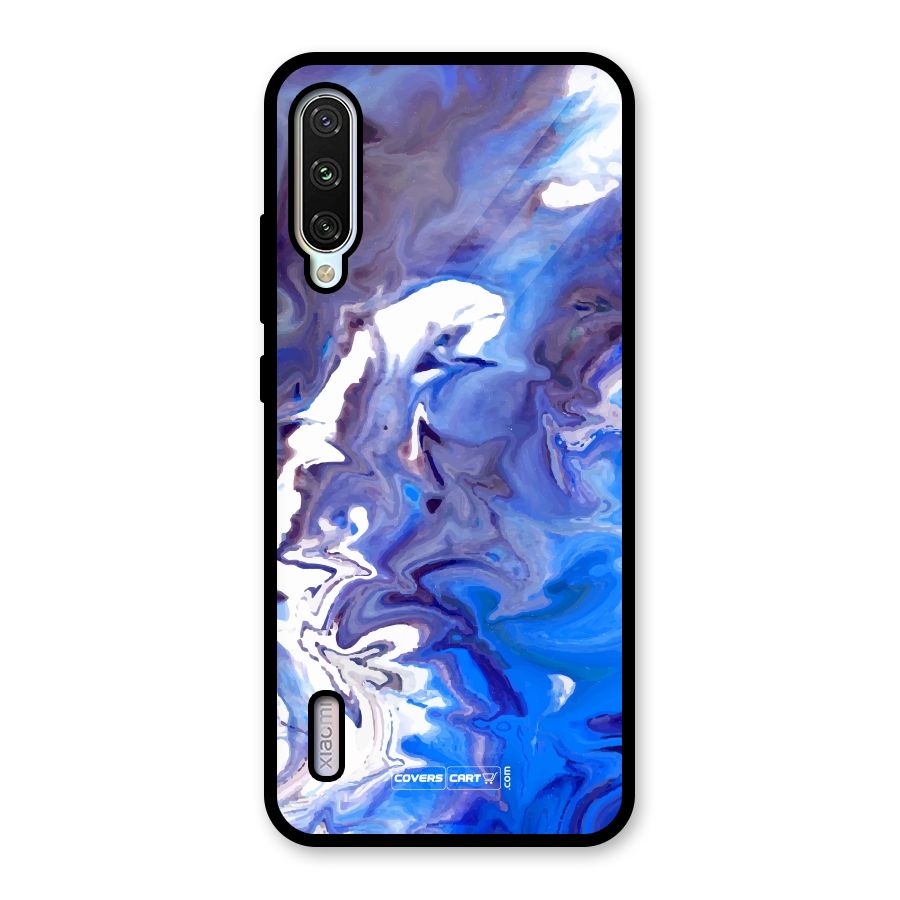 Cool Blue Marble Texture Glass Back Case for Mi A3