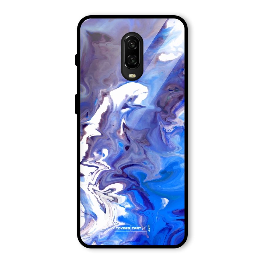 Cool Blue Marble Texture Glass Back Case for OnePlus 6T
