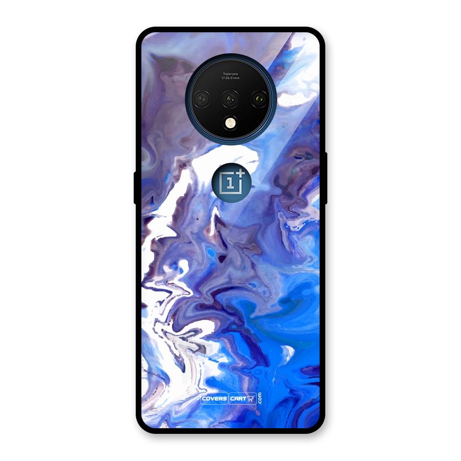 Cool Blue Marble Texture Glass Back Case for OnePlus 7T