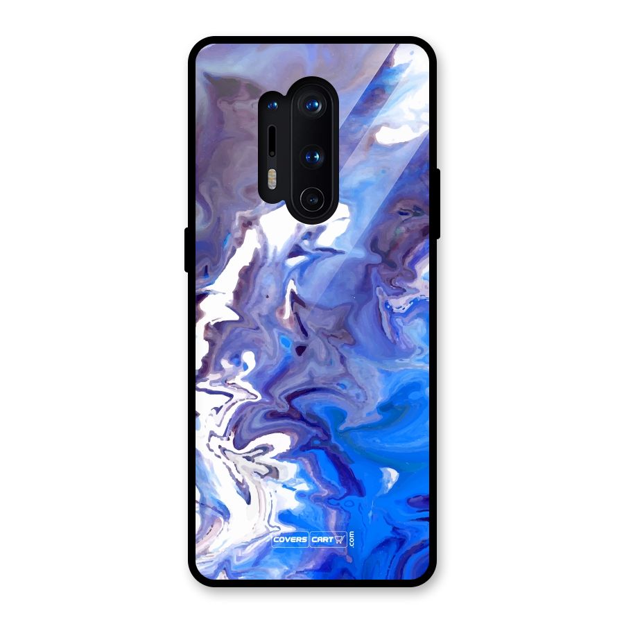 Cool Blue Marble Texture Glass Back Case for OnePlus 8 Pro