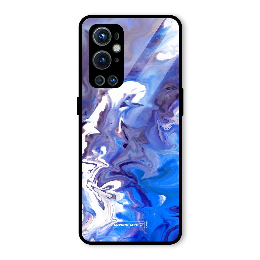 Cool Blue Marble Texture Glass Back Case for OnePlus 9 Pro