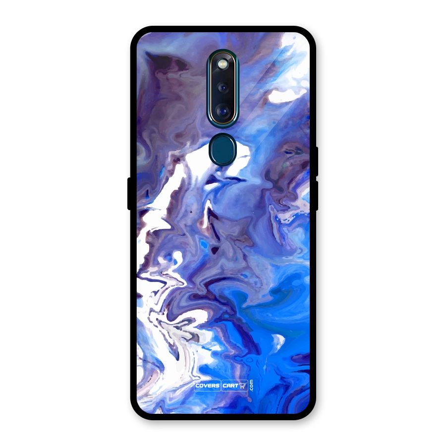Cool Blue Marble Texture Glass Back Case for Oppo F11 Pro