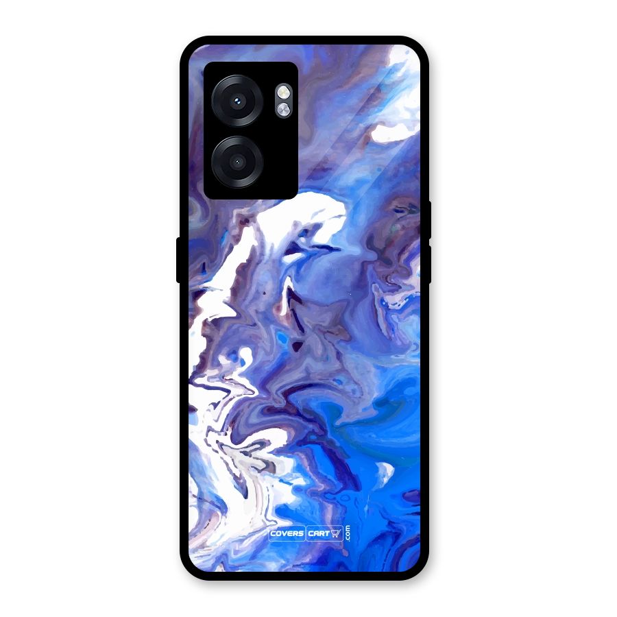 Cool Blue Marble Texture Glass Back Case for Oppo K10 (5G)