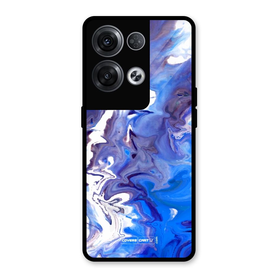 Cool Blue Marble Texture Glass Back Case for Oppo Reno8 Pro 5G