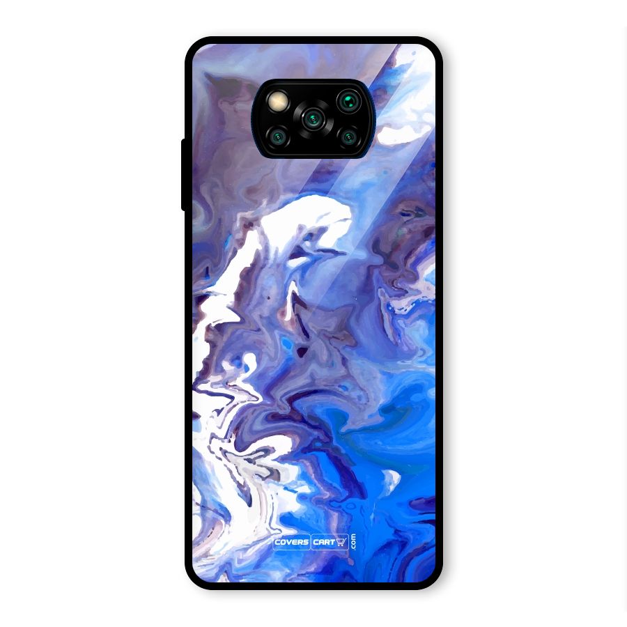 Cool Blue Marble Texture Glass Back Case for Poco X3 Pro