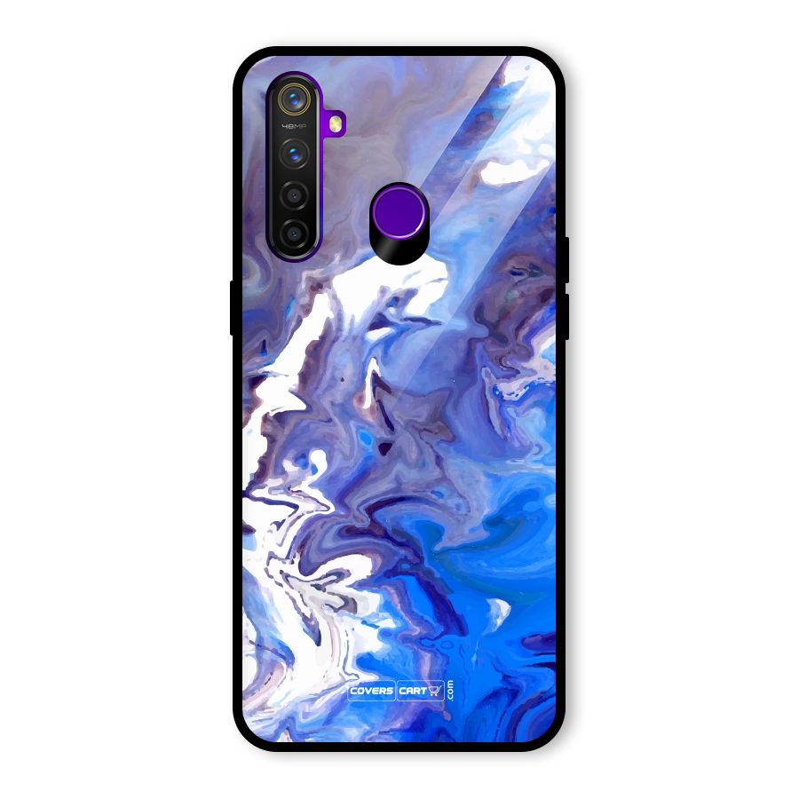 Cool Blue Marble Texture Glass Back Case for Realme 5 Pro