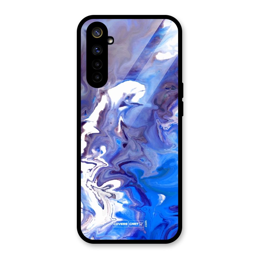 Cool Blue Marble Texture Glass Back Case for Realme 6
