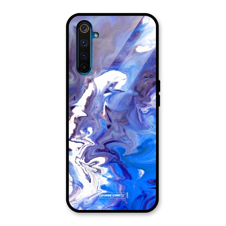 Cool Blue Marble Texture Glass Back Case for Realme 6 Pro