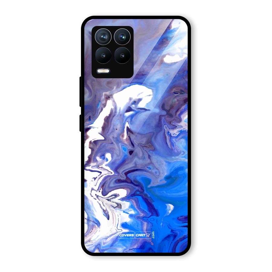 Cool Blue Marble Texture Glass Back Case for Realme 8 Pro