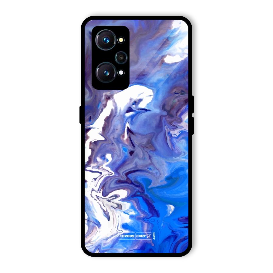 Cool Blue Marble Texture Glass Back Case for Realme GT 2