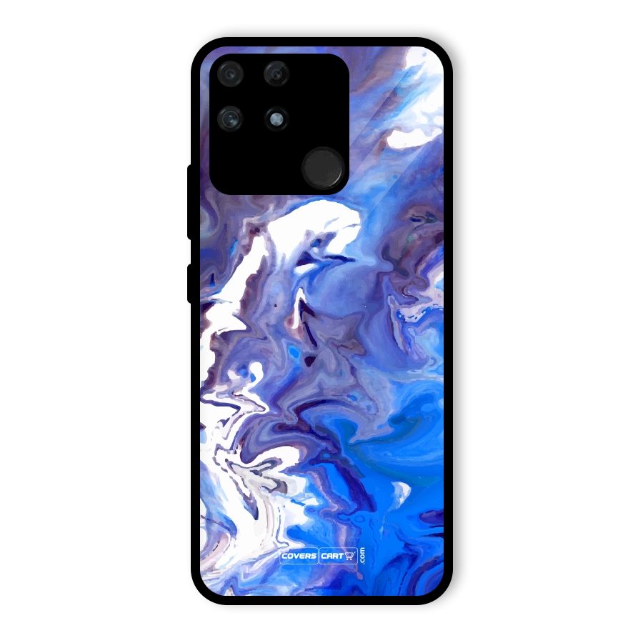 Cool Blue Marble Texture Glass Back Case for Realme Narzo 50A