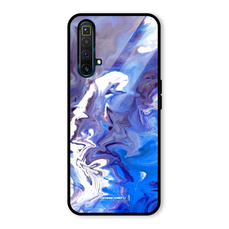Cool Blue Marble Texture Glass Back Case for Realme X3